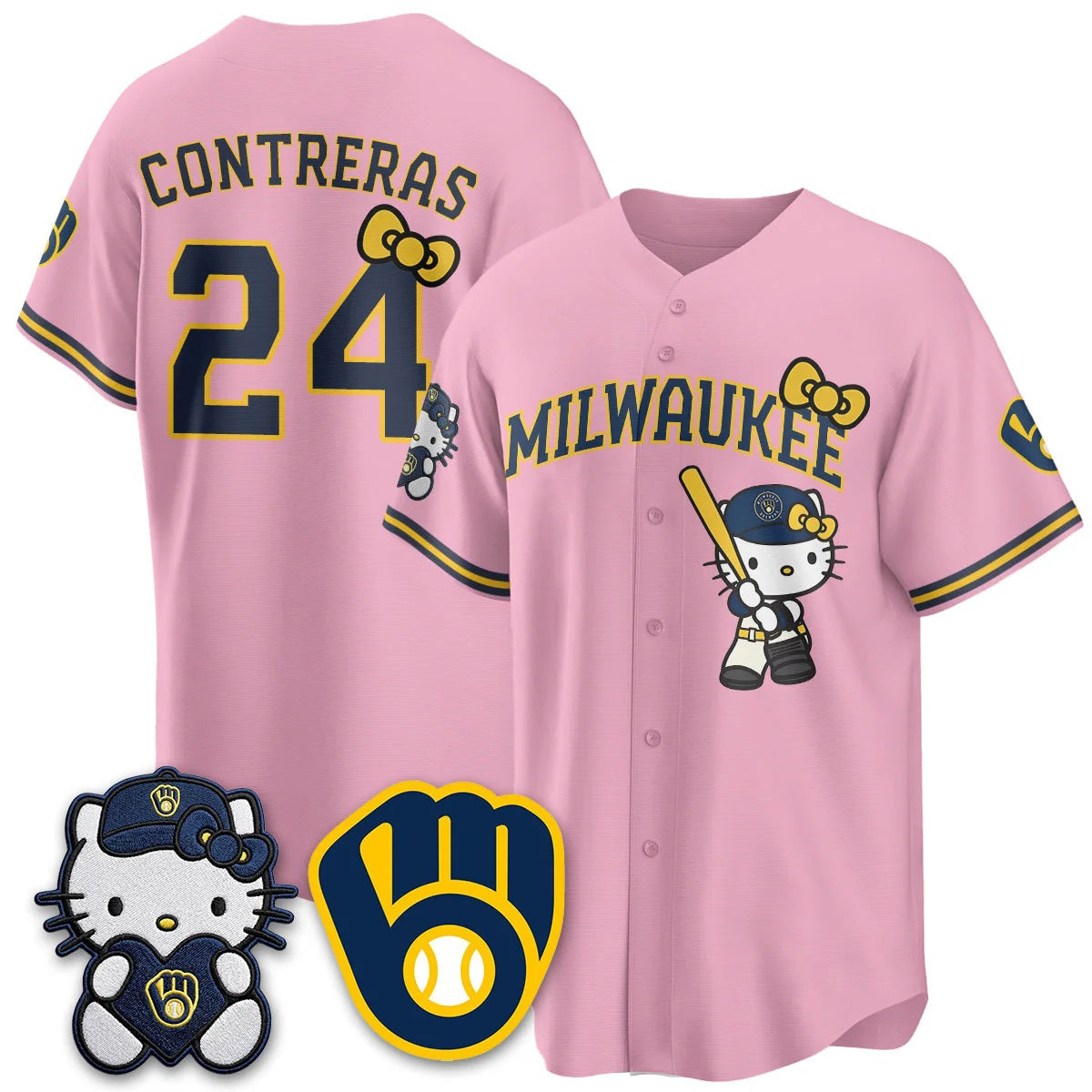 Milwaukee Brewers #24 William Contreras Pink Puhics Meow KT Night Vapor Limited All Stitched Jersey