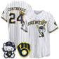 Milwaukee Brewers #24 William Contreras White Puhics Meow KT Night Vapor Limited All Stitched Jersey