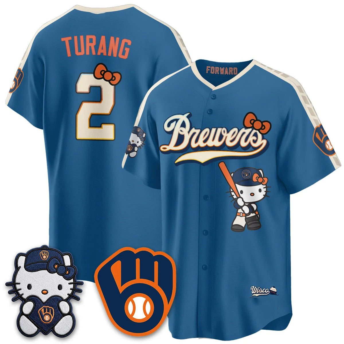 Milwaukee Brewers #2 Brice Turang Mineral Blue Puhics Meow KT Night Vapor Limited All Stitched Jersey