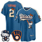Milwaukee Brewers #2 Brice Turang Mineral Blue Puhics Meow KT Night Vapor Limited All Stitched Jersey 2