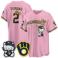 Milwaukee Brewers #2 Brice Turang Mineral Pink Puhics KT Night Vapor Limited All Stitched Jersey