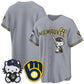 Milwaukee Brewers Gray Puhics Meow KT Night Vapor Limited All Stitched Jersey