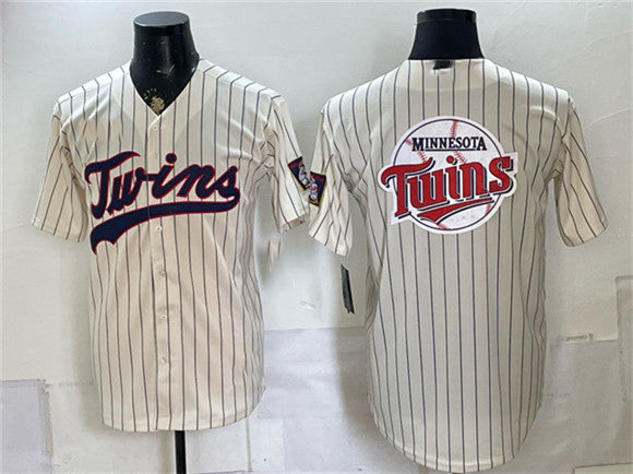 Minnesota Twins Team Big Logo Cream 2026 Field of Dreams Stadium Stitched Baseball Jersey