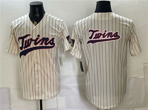 Minnesota Twins Team Big Logo Cream 2026 Field of Dreams Stadium Stitched Baseball Jersey