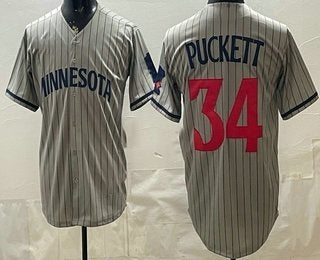 Minnesota Twins #34 Kirby Puckett Grey Cool Base Stitched Jersey