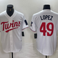Minnesota Twins #49 Pablo Lopez Number White Stitched Cool Base Baseball Jersey