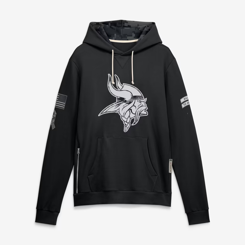 M.Vikings 2026 Salute To Service Club Pullover Hoodie Cheap sale Birthday and Christmas gifts Stitched American Football Jersey