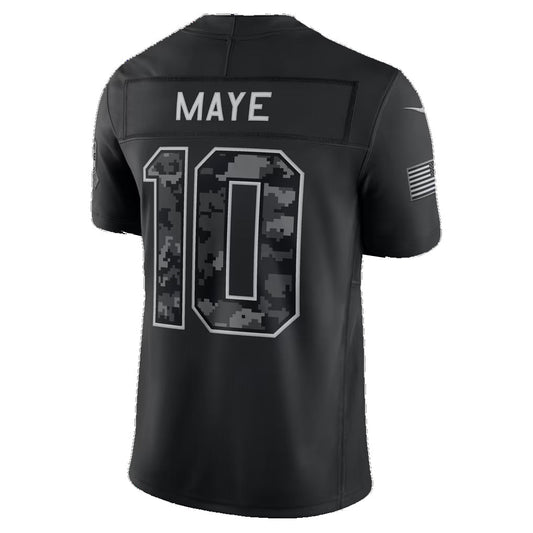 NE.Patriots #10 Drake Maye Black 2026 Salute to Service Stitched Limited Football Jersey