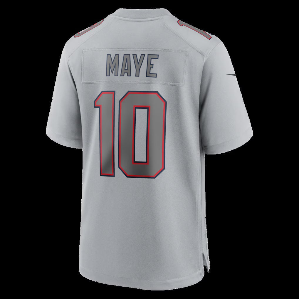 NE.Patriots #10 Drake Maye Gray Atmosphere Fashion Game Stitched American Football Jerseys