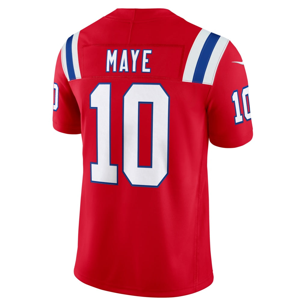 NE.Patriots #10 Drake Maye Red Alternate Vapor F.U.S.E. Stitched Limited Football Jersey