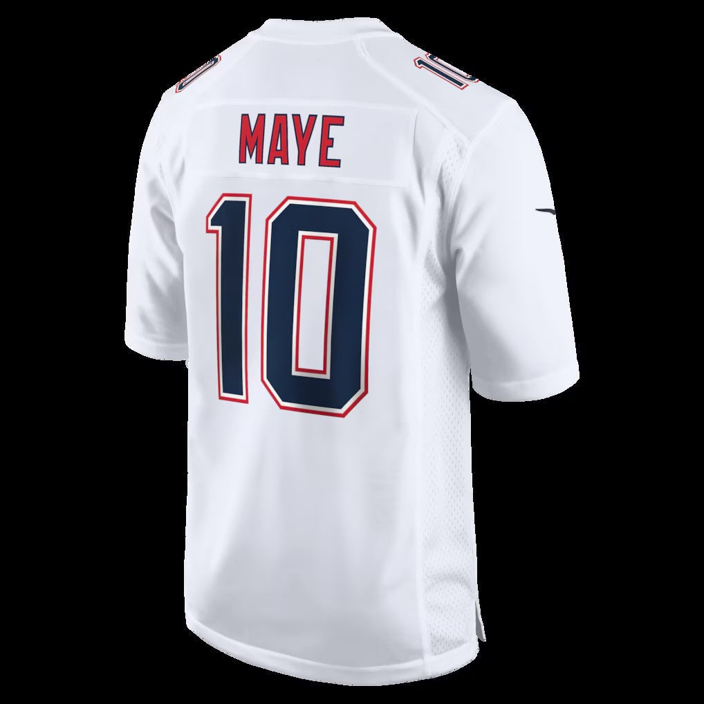 NE.Patriots #10 Drake Maye Tundra White Game Stitched American Football Jerseys