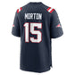 NE.Patriots #15 Behren Morton Navy Team Game Football Jersey