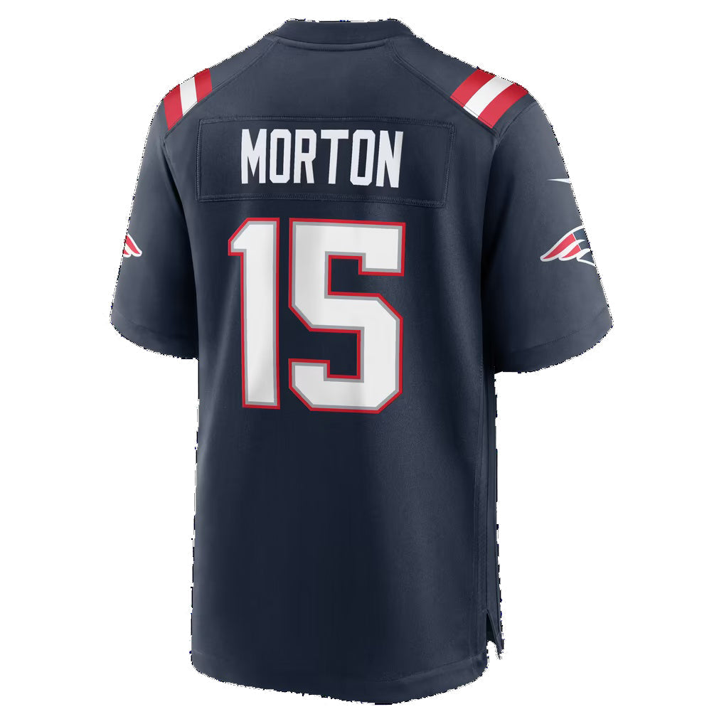 NE.Patriots #15 Behren Morton Navy Team Game Football Jersey