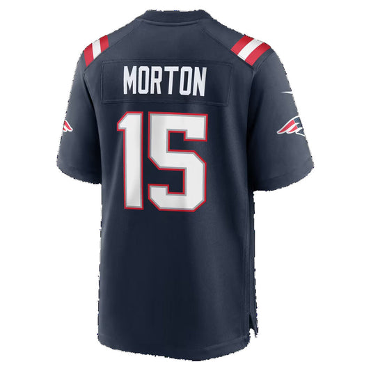 NE.Patriots #15 Behren Morton Navy Team Game Football Jersey