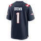 NE.Patriots #1 A.J. Brown Navy Team Game Stitched American Football Jerseys