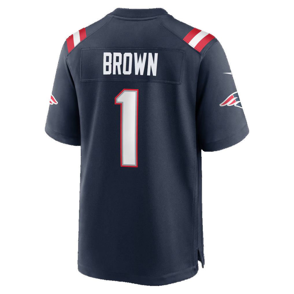 NE.Patriots #1 A.J. Brown Navy Team Game Stitched American Football Jerseys