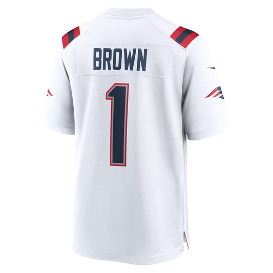 NE.Patriots #1 A.J. Brown White Puhics Game Jersey