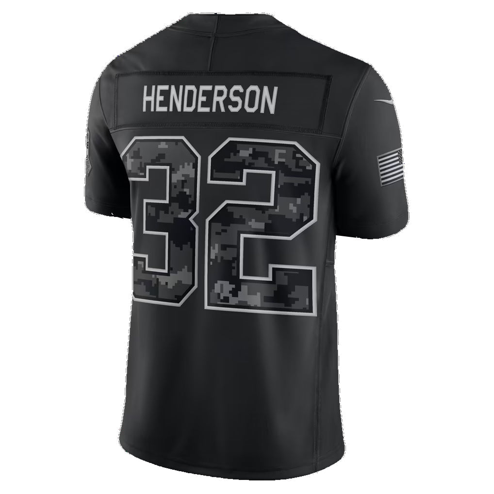 NE.Patriots #32 TreVeyon Henderson Black 2026 Salute to Service Stitched Limited Football Jersey