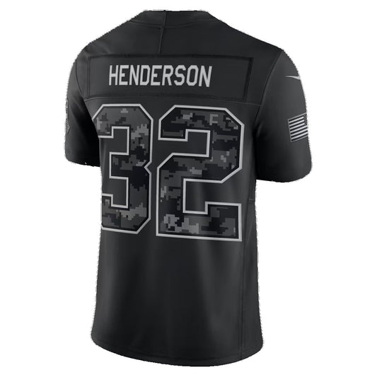 NE.Patriots #32 TreVeyon Henderson Black 2026 Salute to Service Stitched Limited Football Jersey