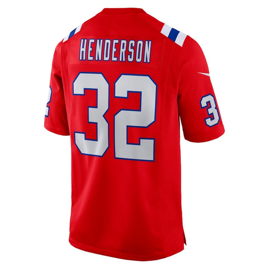 NE.Patriots #32 TreVeyon Henderson Red Alternate Game Player Stitched American Football Jerseys