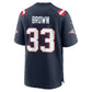 NE.Patriots #33 Mike Brown Navy Team Game Football Jersey