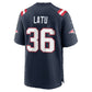 NE.Patriots #36 Cameron Latu Navy Team Game Football Jersey