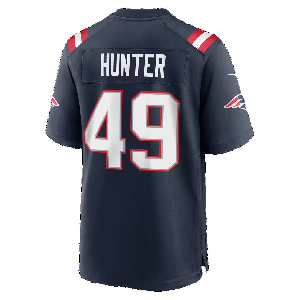 NE.Patriots #49 Erick Hunter Navy Team Game Football Jersey