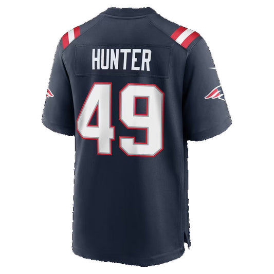 NE.Patriots #49 Erick Hunter Navy Team Game Football Jersey