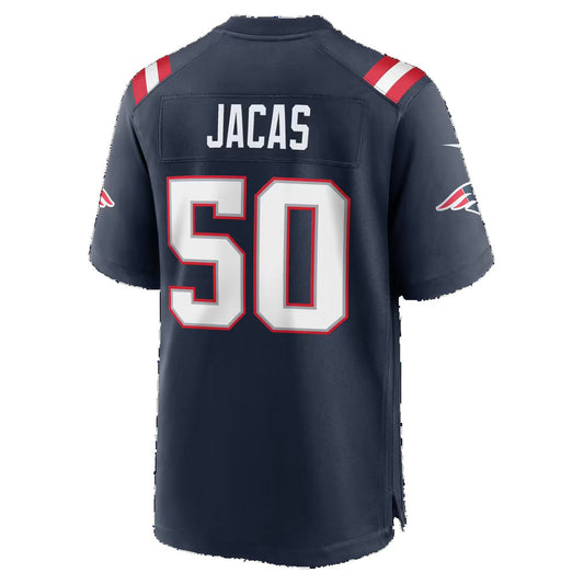 NE.Patriots #50 Gabe Jacas Navy Team Game Football Jersey