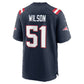NE.Patriots #51 Riley Wilson Navy Team Game Football Jersey