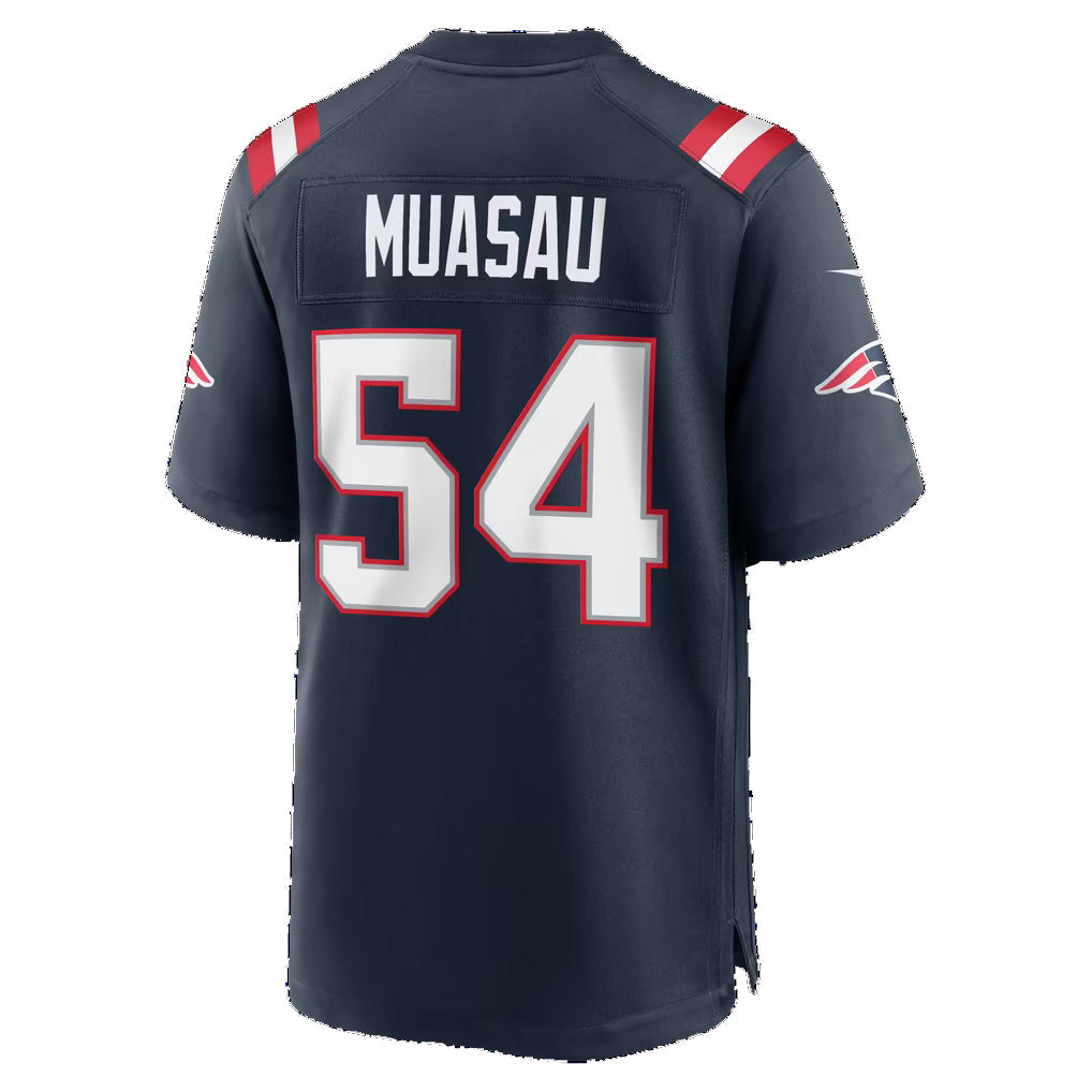 NE.Patriots #54 Darius Muasau Navy Team Game Football Jersey