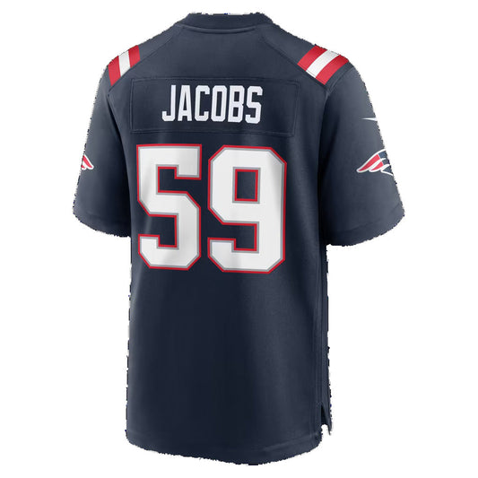 NE.Patriots #59 Khalil Jacobs Navy Team Game Football Jersey