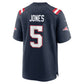 NE.Patriots #5 Dre'Mont Jones Navy Team Game Football Jersey