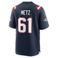 NE.Patriots #61 Lorenz Metz Navy Team Game Football Jersey