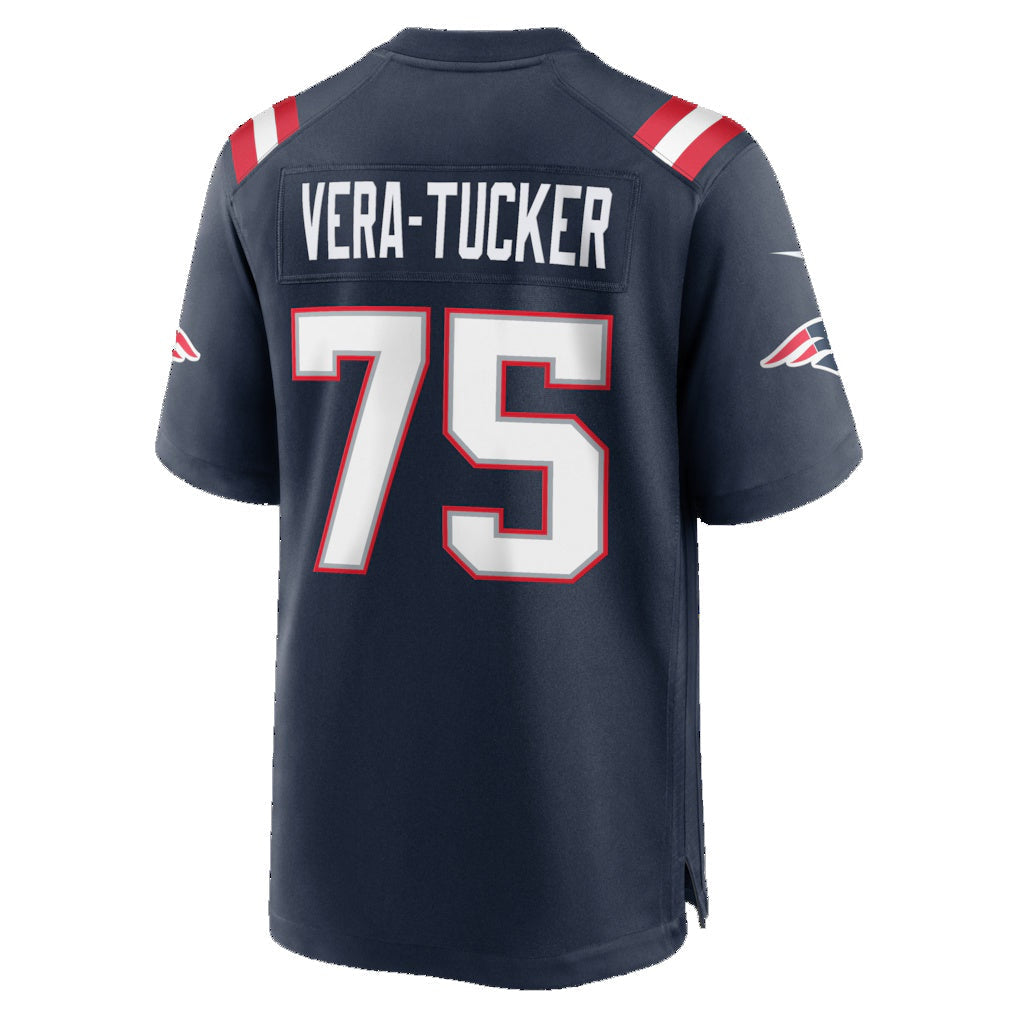NE.Patriots #75 Alijah Vera-Tucker Navy Team Game Football Jersey