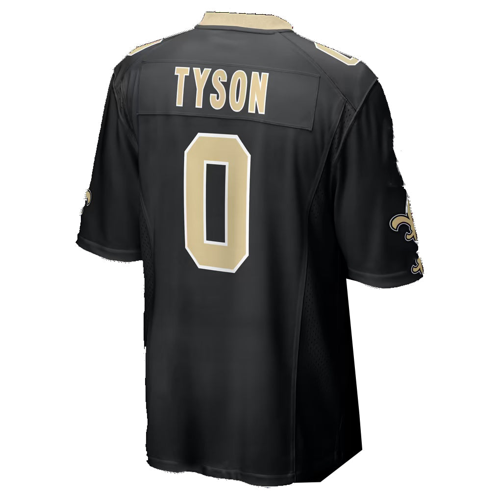 NO.Saints #0 Jordyn Tyson Black 60th Season Patch Game Football Jersey