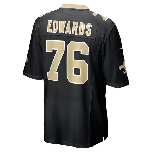 NO.Saints #76 David Edwards Black Team Game Stitched Football American Jersey