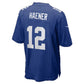 NY.Giants #12 Jake Haener Royal Team Game Football Jersey