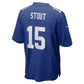 NY.Giants #15 Jordan Stout Royal Team Game Football Jersey