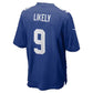NY.Giants #9 Isaiah Likely Royal Team Game Football Jersey