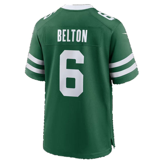 NY.Jets #6 Dane Belton Legacy Green Team Game Football Jersey