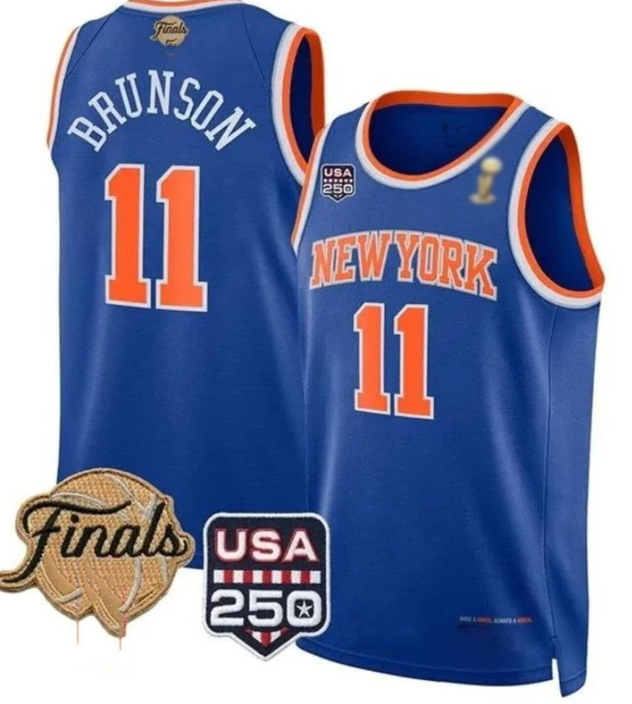 NY.Knicks #11 Jalen Brunson 2026 Finals Champion USA 250 Stitched American Basketball Jersey