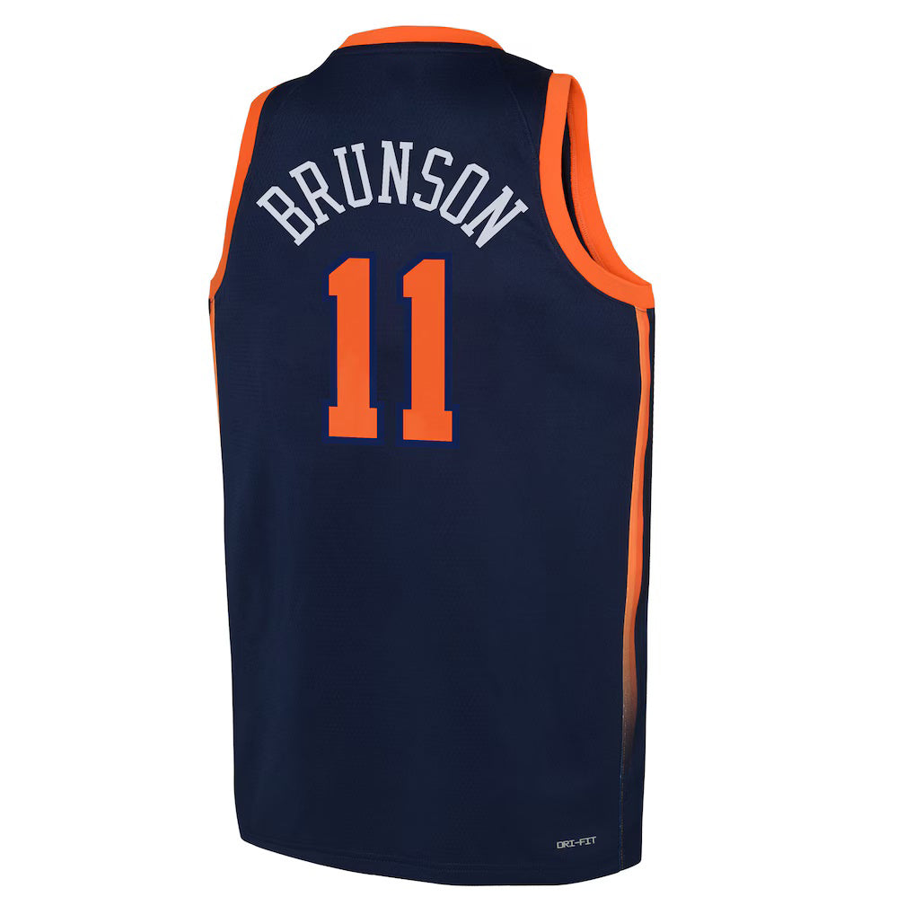 NY.Knicks #11 Jalen Brunson Swingman Jersey - Statement Edition - Navy Stitched American Basketball Jersey