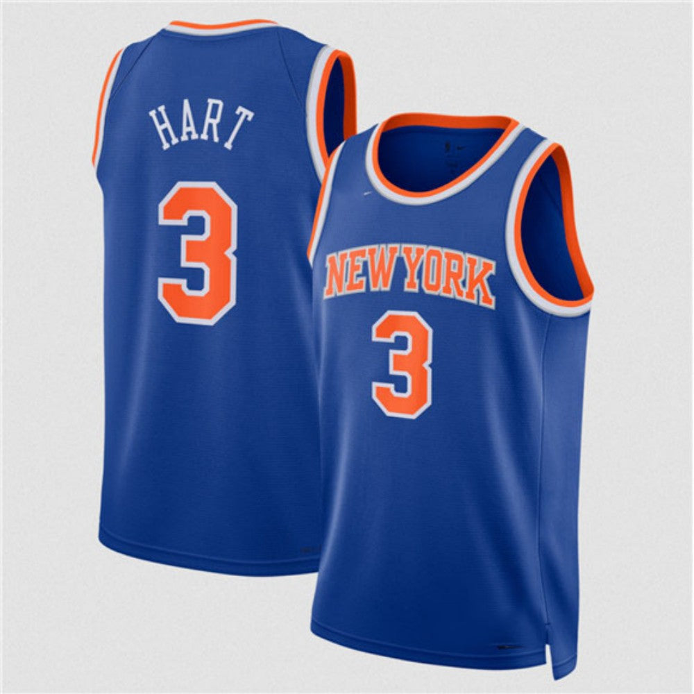 NY.Knicks #3 Josh Hart Royal Jersey Icon Edition Stitched American Basketball Jersey