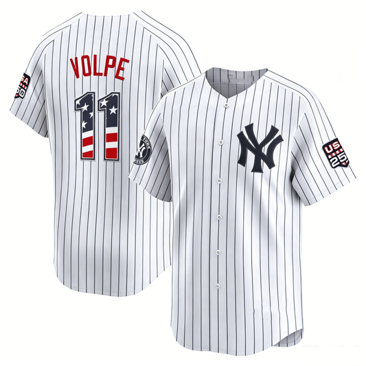 New York Yankees #11 Anthony Volpe White USA 250 Fourth of July Limited Baseball Stitched Jersey