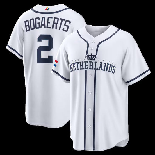 Netherlands Baseball #2 Xander Bogaerts 2026 World Baseball Classic Home Stadium Jersey - White Baseball Jersey Puhics