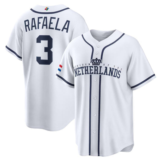 Netherlands Baseball #3 Ceddanne Rafaela 2026 World Baseball Classic Home Stadium Jersey - White Baseball Jersey Puhics
