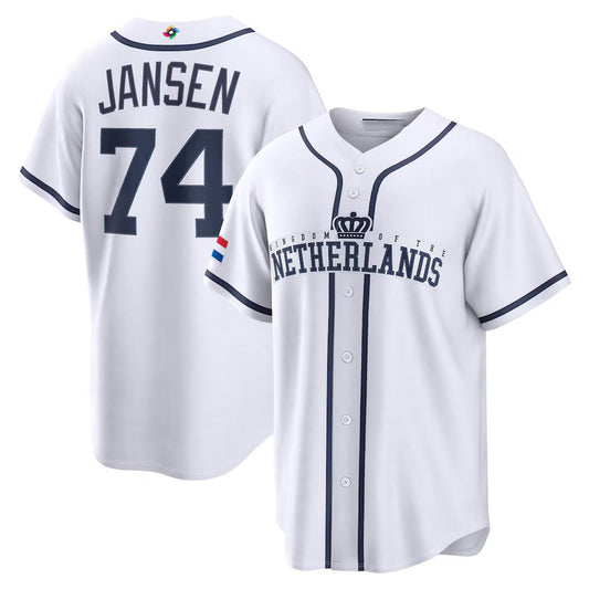 Netherlands Baseball #74 Kenley Jansen 2026 World Baseball Classic Home Stadium Jersey - White Baseball Jersey Puhics
