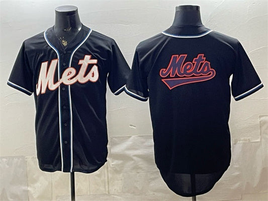 New York Mets Team Big Logo 2026 Fashion Replica Black Out Stitched Jersey