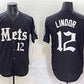 New York Mets #12 Francisco Lindor Black 'Gotham Gothic Edition' Vapor Premier Limited Stitched Baseball Jersey